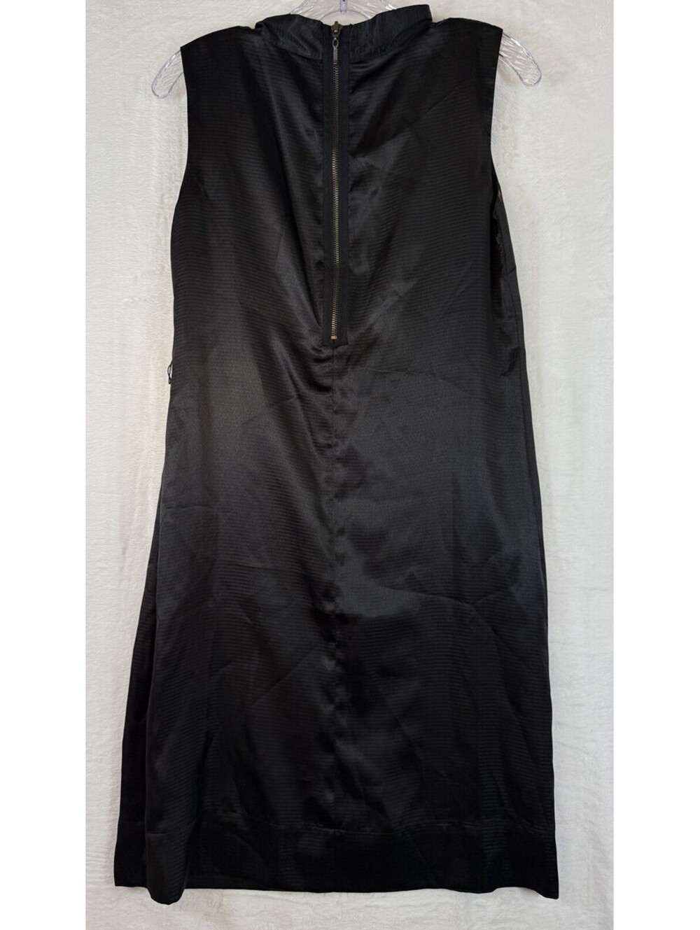 Apostrophe Dress 2 Black Satin Shift High Neck Sleeveless New NWT - Picture 3 of 8
